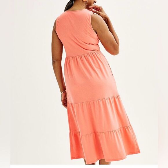 Croft & Barrow plus size women’s Eyelet style v neck tiered Midi Dress 0X EUC - Picture 3 of 12